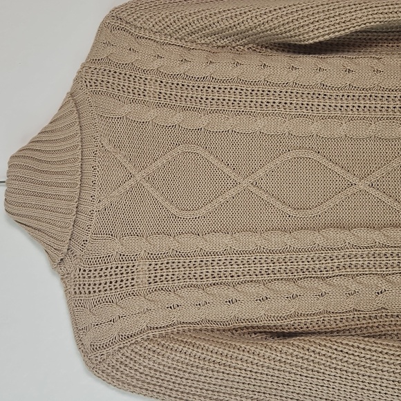 Caitlin M. Covington x Pink Lily Beige Cable Knit Turtleneck Sweater Tunic Women - Picture 8 of 10